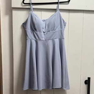 City Studio Light Blue Gray Spaghetti Strap Mini Dress 13 Lace Back Party Dance